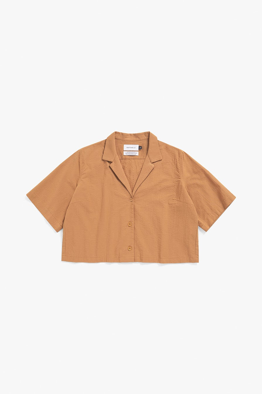 ROTHOLZ CROPPED BOWLING Shirt, caramel brown
