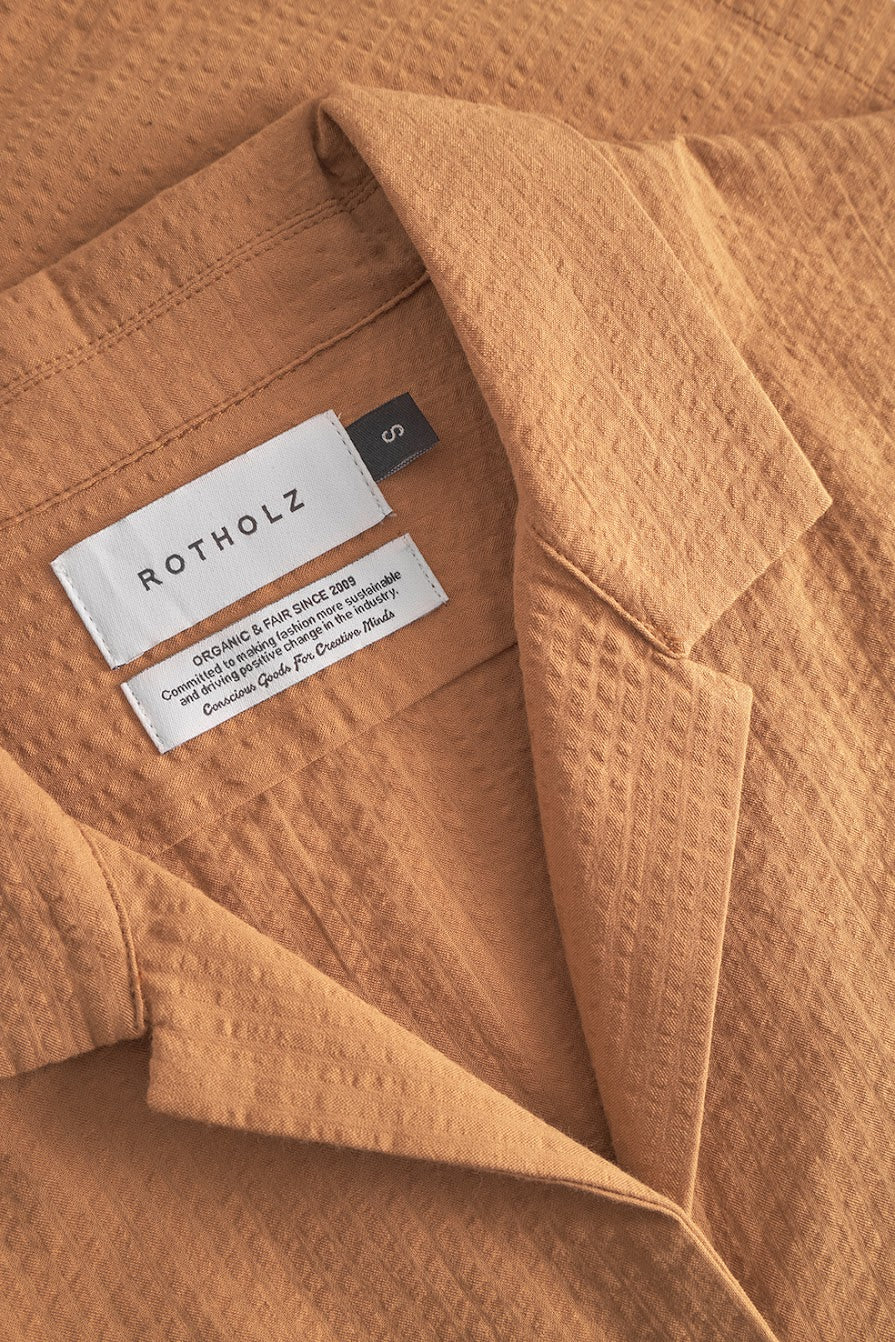 ROTHOLZ CROPPED BOWLING Shirt, caramel brown