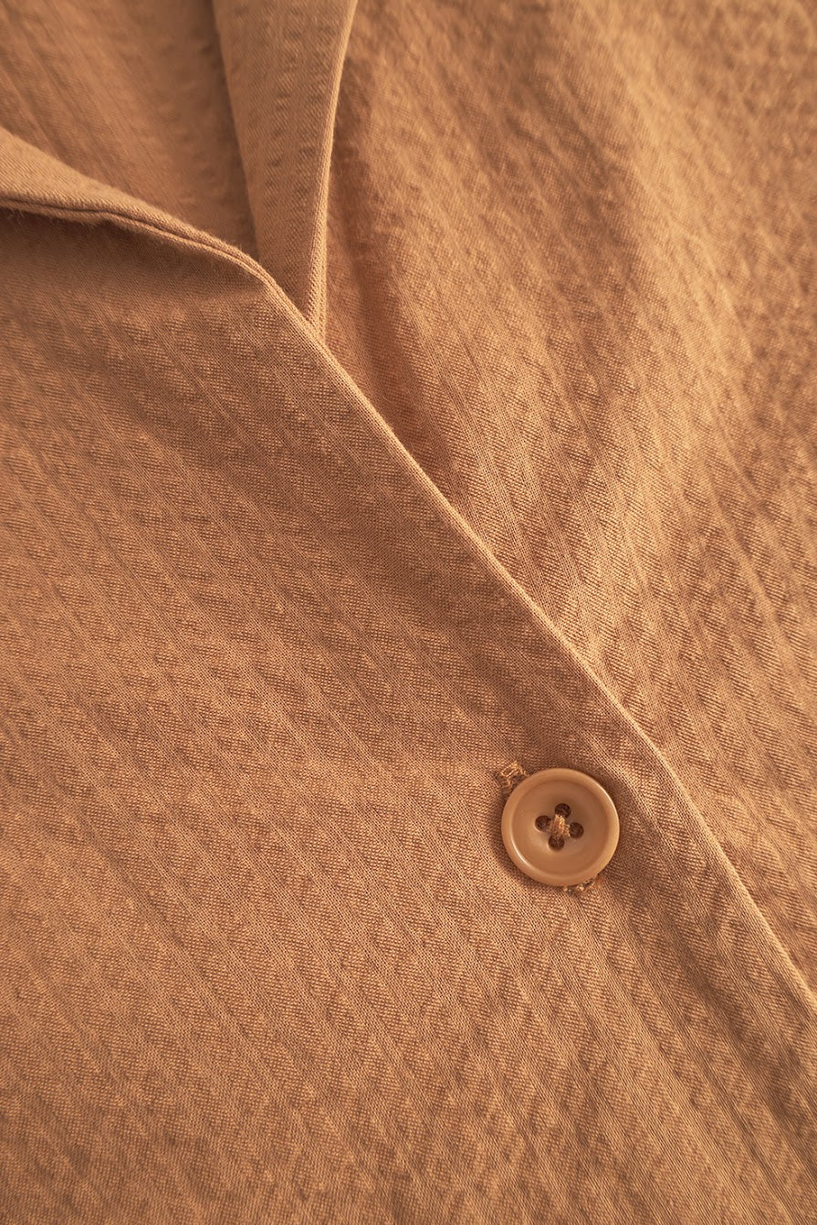 ROTHOLZ CROPPED BOWLING Shirt, caramel brown