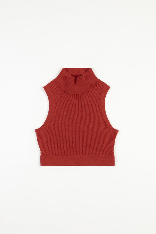 ROTHOLZ MERINO KNIT Top, dusty red