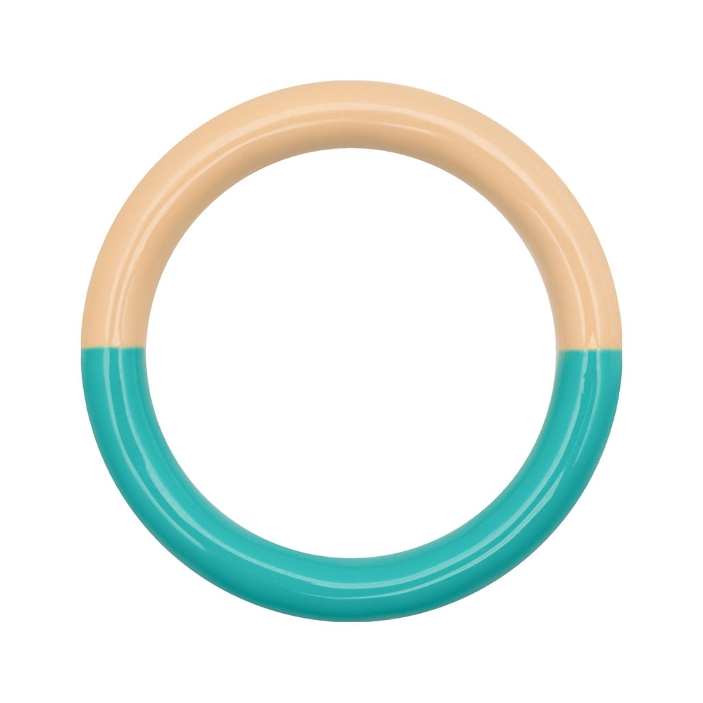 LULU COPENHAGEN DOUBLE COLOR Ring, petrol/ buttercream