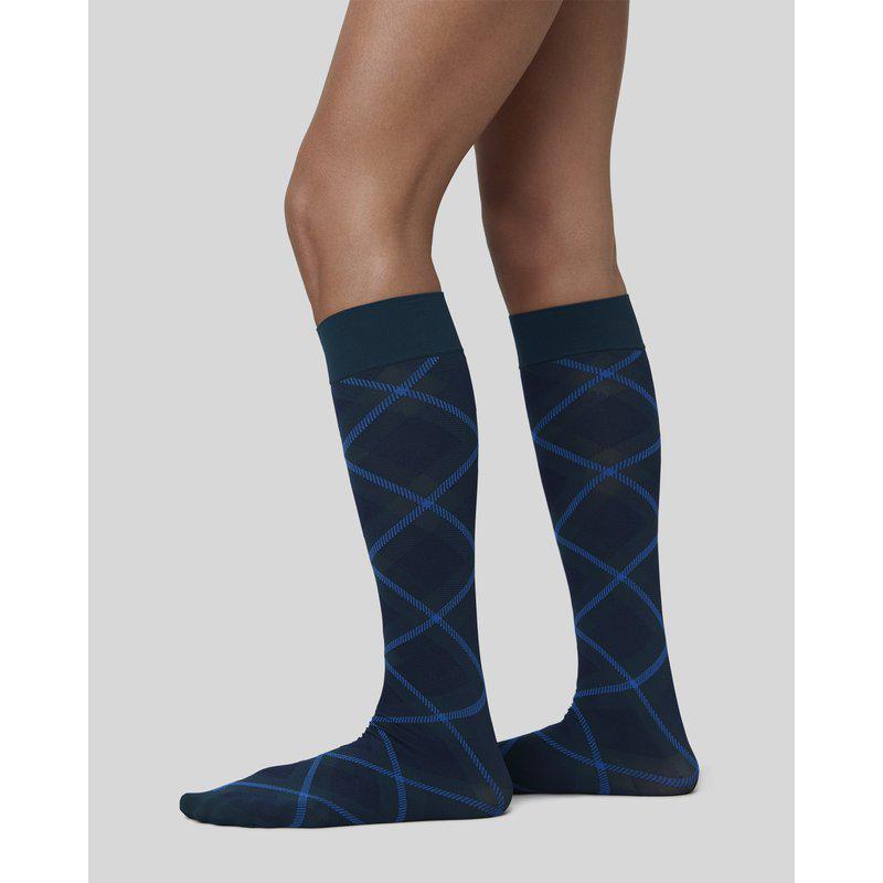 SWEDISH STOCKINGS FRANKA CHECK&SOLID Kniestrümpfe, dunkelgrün 2-pack