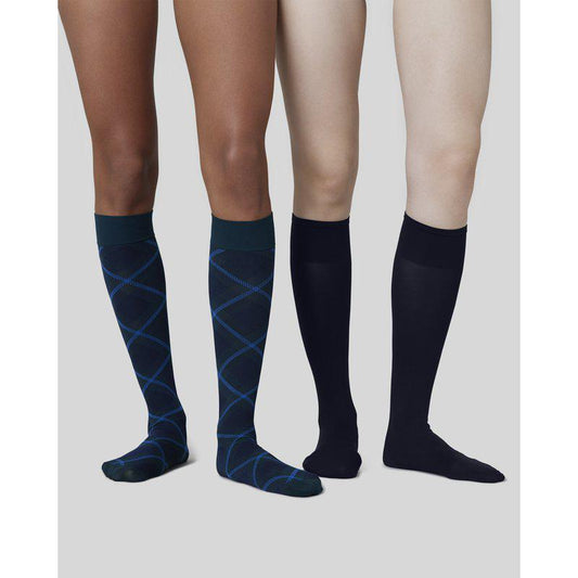 SWEDISH STOCKINGS FRANKA CHECK&SOLID Kniestrümpfe, dunkelgrün 2-pack