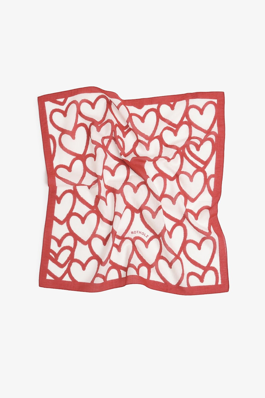 ROTHOLZ HEARTS Bandana, rot/ weiß