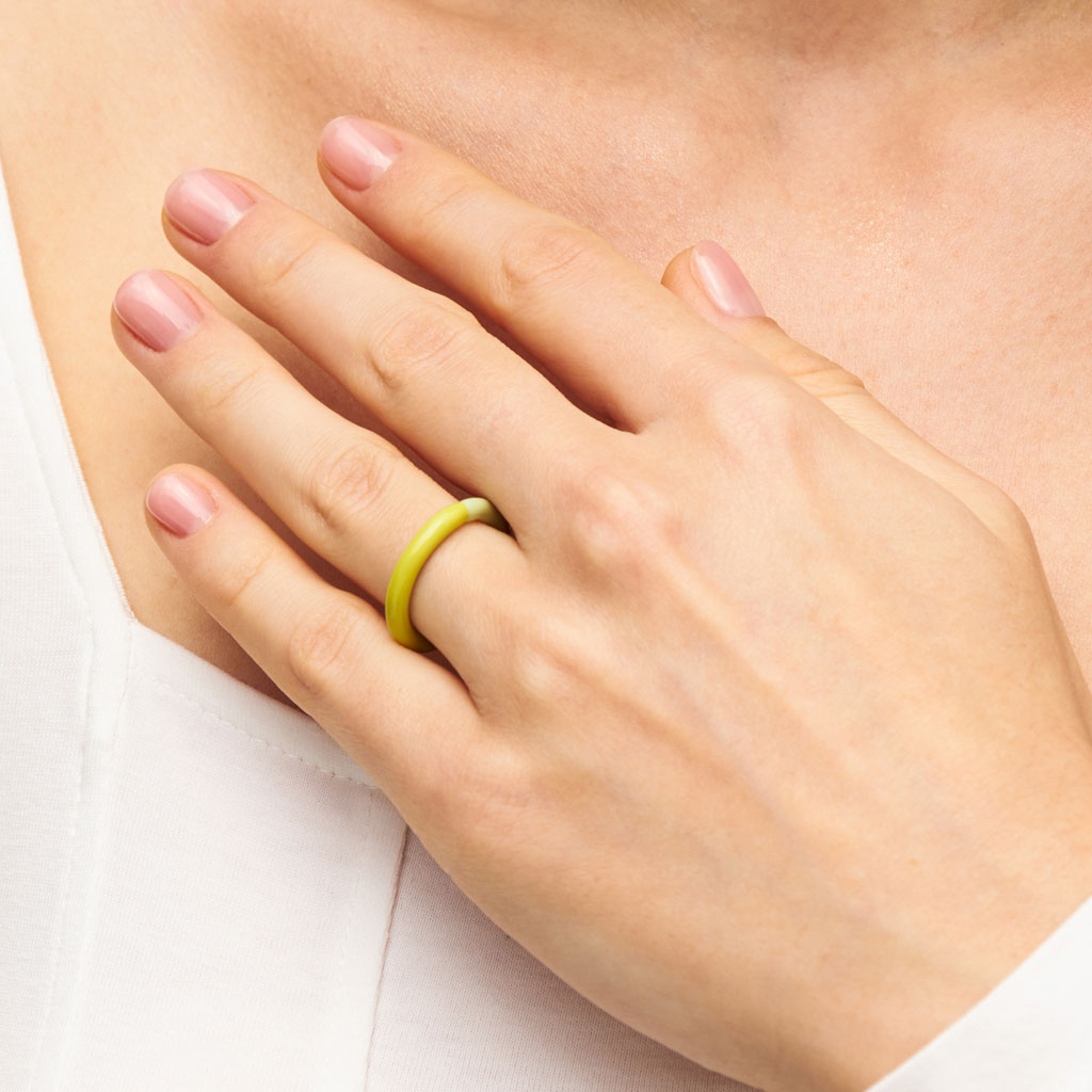 LULU COPENHAGEN DOUBLE COLOR Ring, lime/silk light green