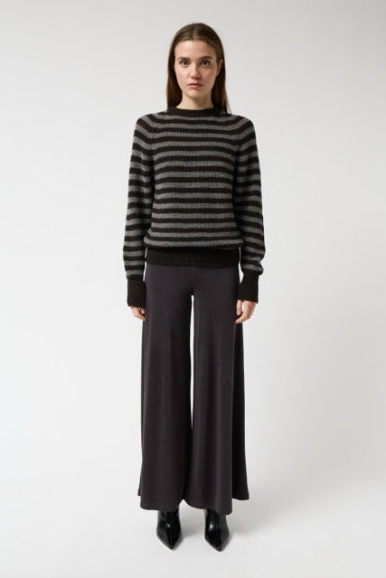 AMT.STUDIO CRYSTAL STRIPES Pullover, grau/ braun
