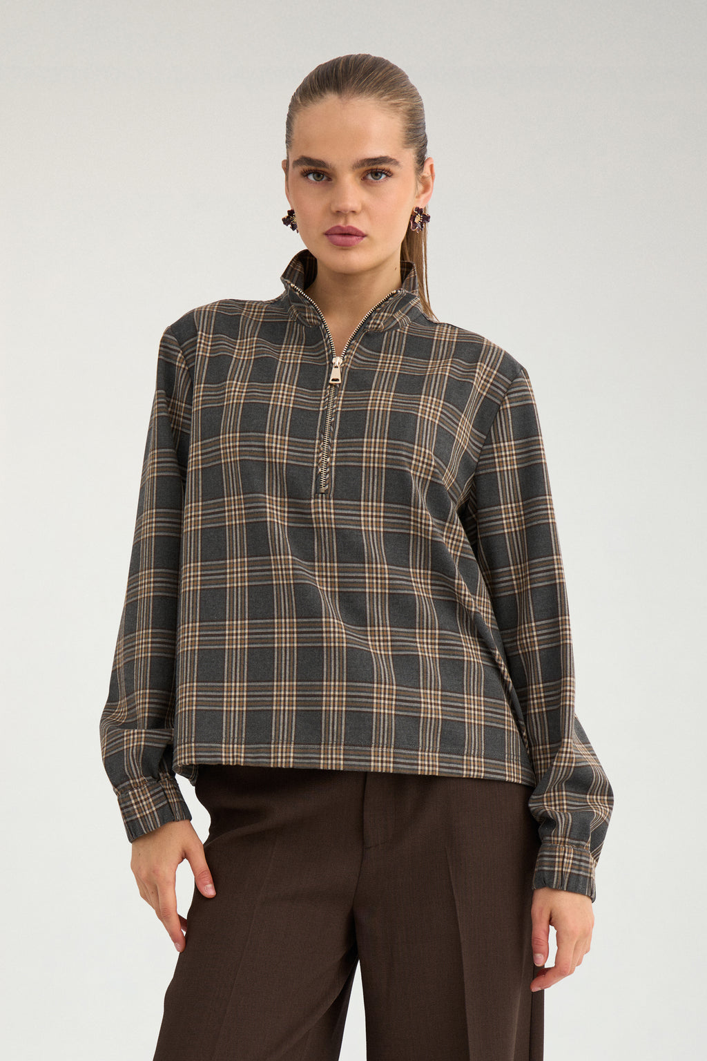 NÜMPH NUKAMALA Bluse, dark grey melange