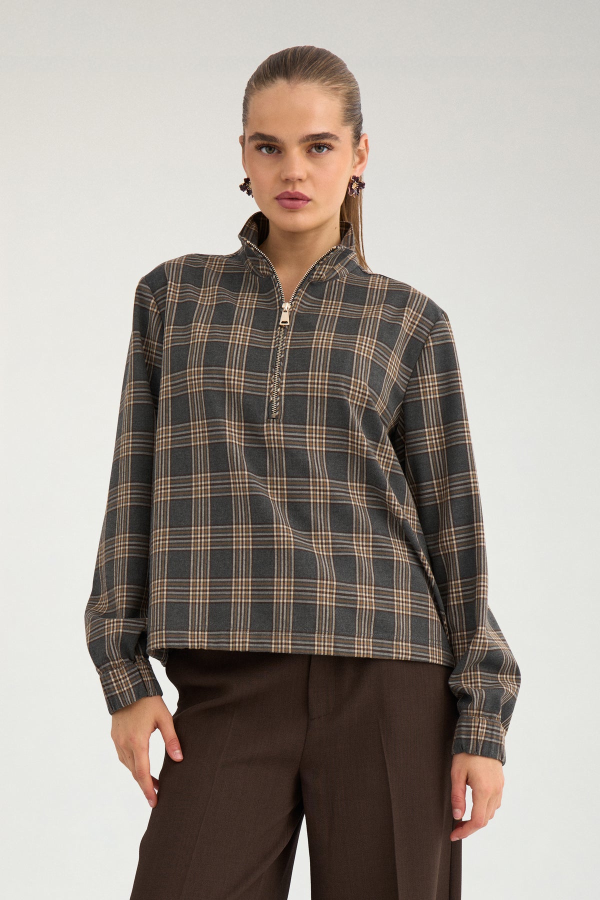 NÜMPH NUKAMALA Bluse, dark grey melange