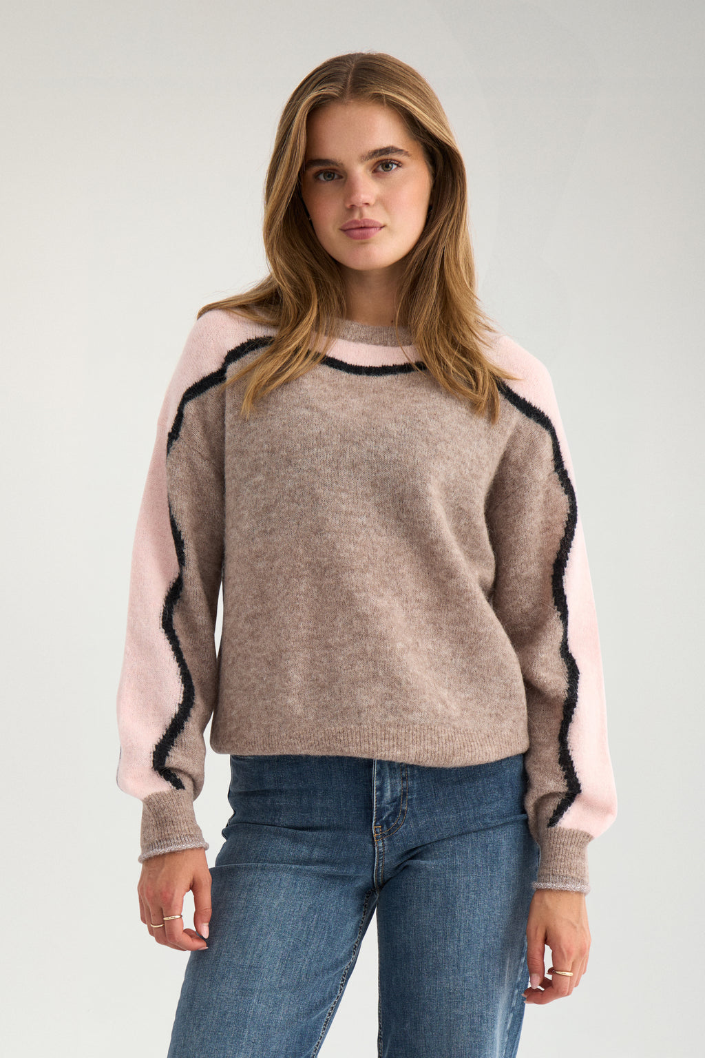 NÜMPH NURIETTE Pullover, taupe grey melange