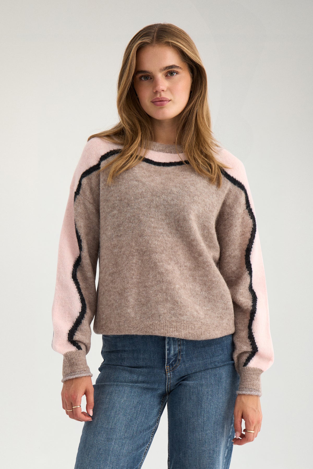 NÜMPH NURIETTE Pullover, taupe grey melange
