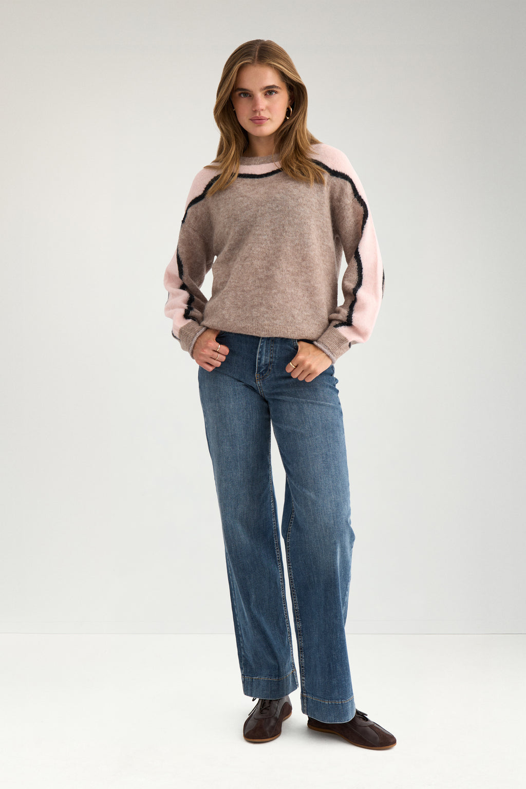 NÜMPH NURIETTE Pullover, taupe grey melange