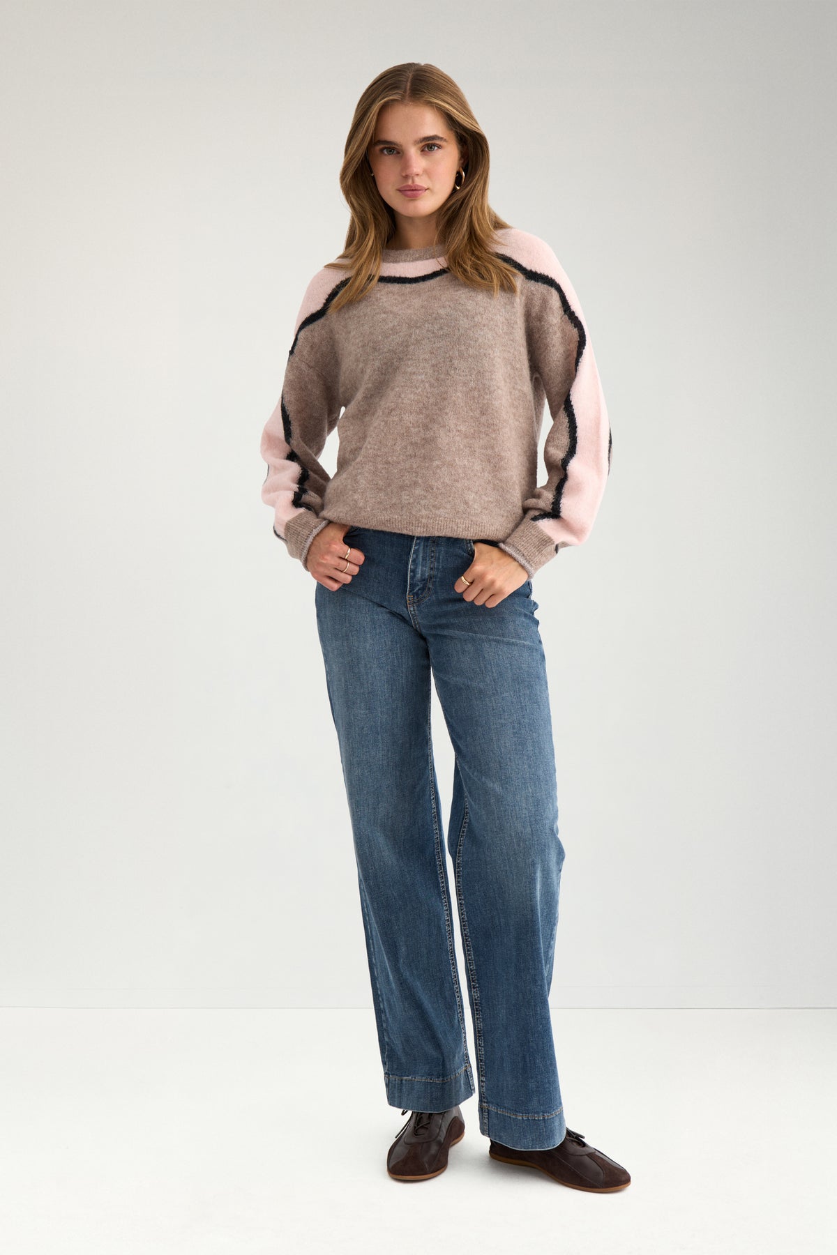 NÜMPH NURIETTE Pullover, taupe grey melange