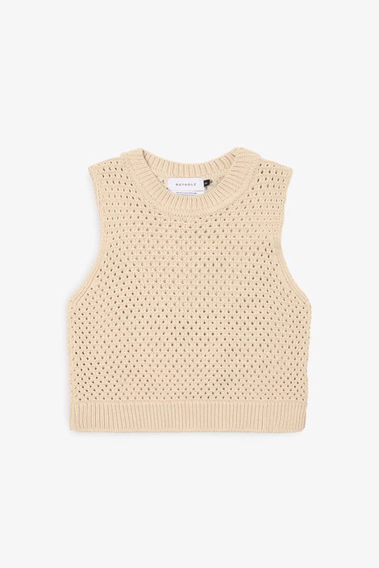 ROTHOLZ CROPPED KNIT Top, nature white