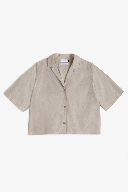 ROTHOLZ CROPPED BOWLING Shirt, beige stripe