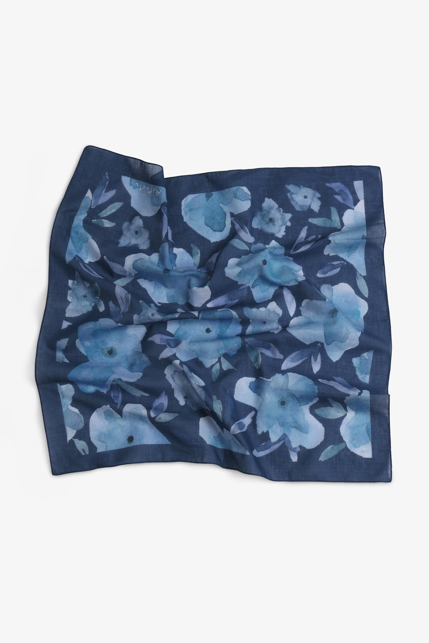 ROTHOLZ FLOWERY Bandana, navy flower
