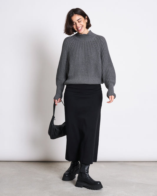 JAN|N JUNE OLA Rollkragenpullover, dunkelgrau