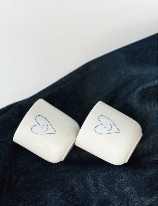 GOLDSCHERBEN HEART SMILEY Espresso Becher, weiß (2er Set)